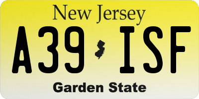 NJ license plate A39ISF