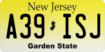 NJ license plate A39ISJ