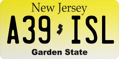 NJ license plate A39ISL