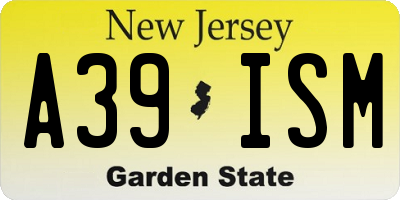 NJ license plate A39ISM