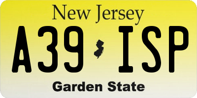 NJ license plate A39ISP