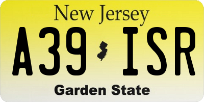 NJ license plate A39ISR