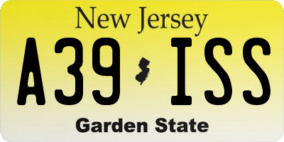 NJ license plate A39ISS