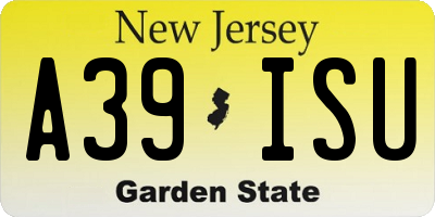 NJ license plate A39ISU