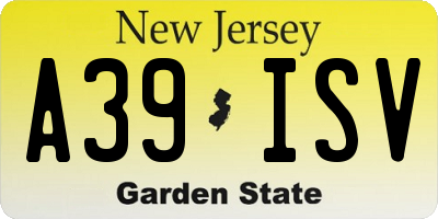 NJ license plate A39ISV