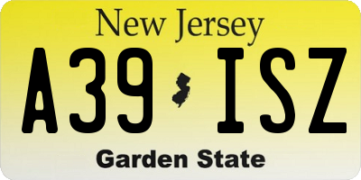 NJ license plate A39ISZ
