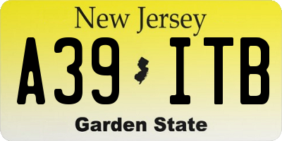 NJ license plate A39ITB