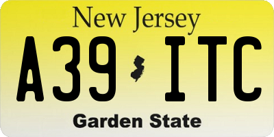 NJ license plate A39ITC