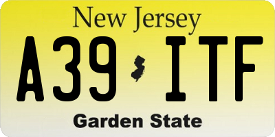 NJ license plate A39ITF