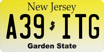 NJ license plate A39ITG