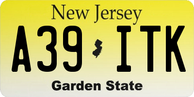 NJ license plate A39ITK