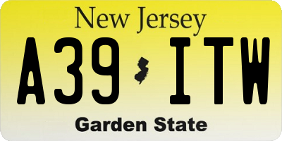 NJ license plate A39ITW