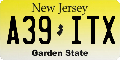 NJ license plate A39ITX