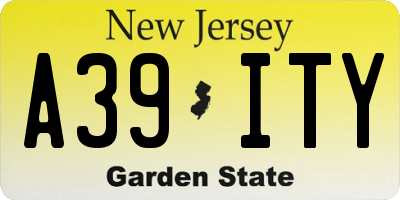 NJ license plate A39ITY