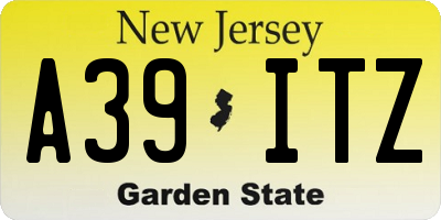NJ license plate A39ITZ