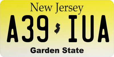 NJ license plate A39IUA