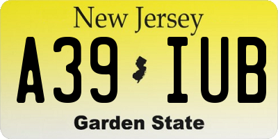 NJ license plate A39IUB