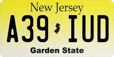 NJ license plate A39IUD