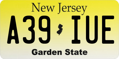 NJ license plate A39IUE