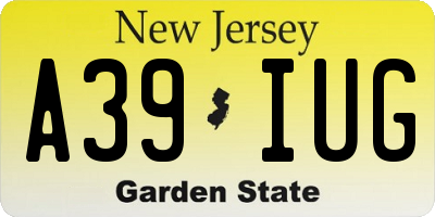 NJ license plate A39IUG