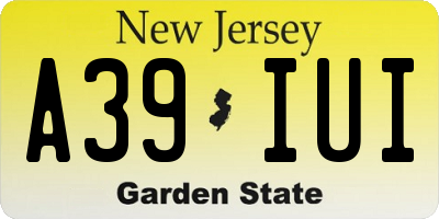 NJ license plate A39IUI