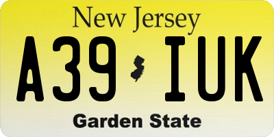 NJ license plate A39IUK