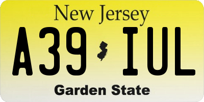 NJ license plate A39IUL