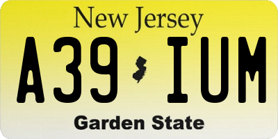 NJ license plate A39IUM