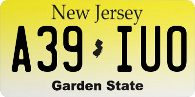 NJ license plate A39IUO