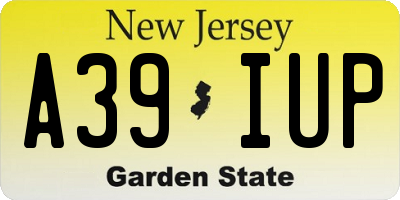NJ license plate A39IUP