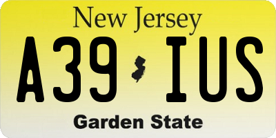 NJ license plate A39IUS