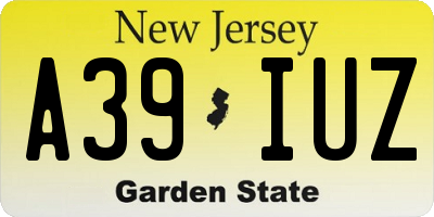 NJ license plate A39IUZ
