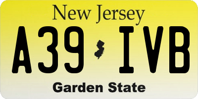 NJ license plate A39IVB