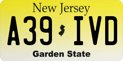 NJ license plate A39IVD