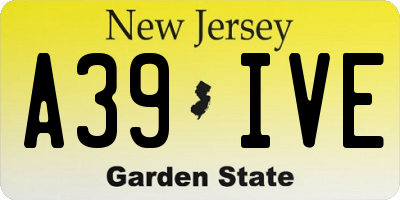 NJ license plate A39IVE