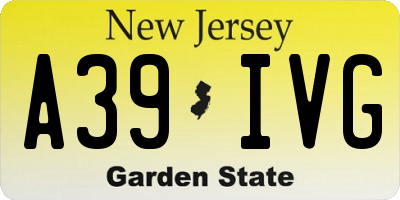 NJ license plate A39IVG