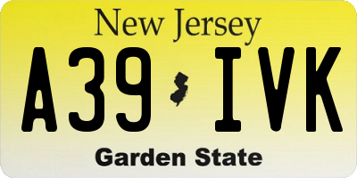 NJ license plate A39IVK
