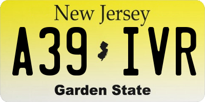 NJ license plate A39IVR