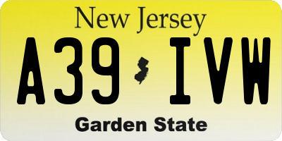 NJ license plate A39IVW