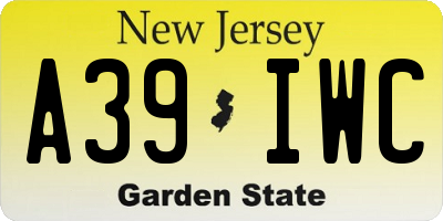 NJ license plate A39IWC