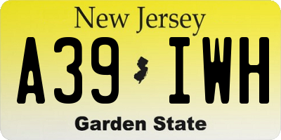 NJ license plate A39IWH