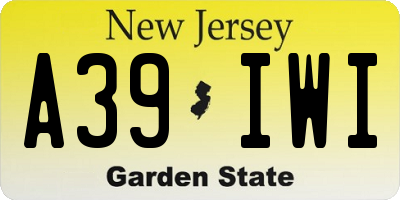 NJ license plate A39IWI
