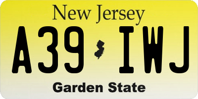 NJ license plate A39IWJ