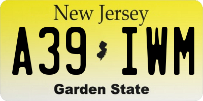 NJ license plate A39IWM