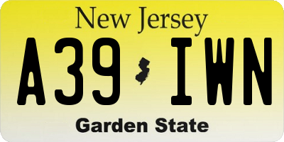 NJ license plate A39IWN