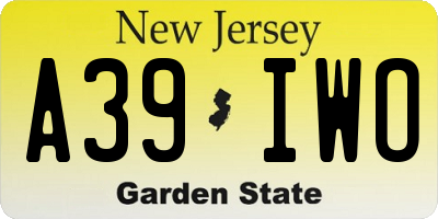 NJ license plate A39IWO