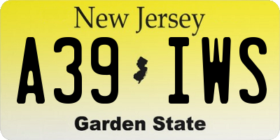 NJ license plate A39IWS