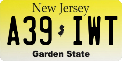 NJ license plate A39IWT