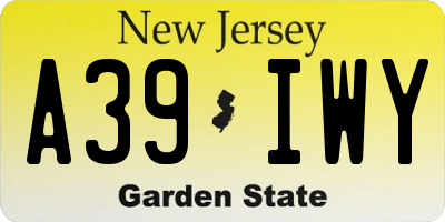 NJ license plate A39IWY