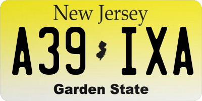 NJ license plate A39IXA